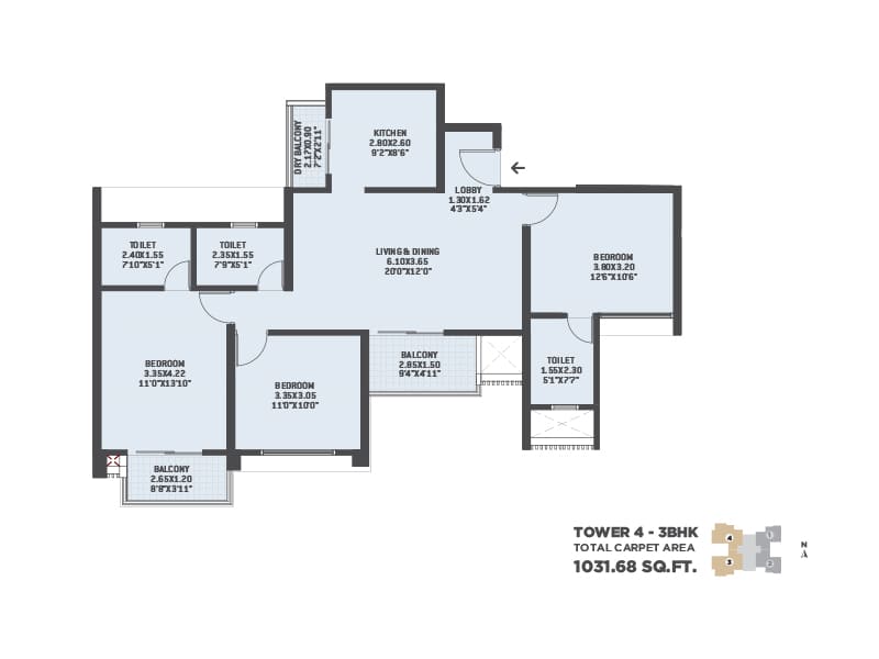 VTP Verve - 2 BHK Floor Plan